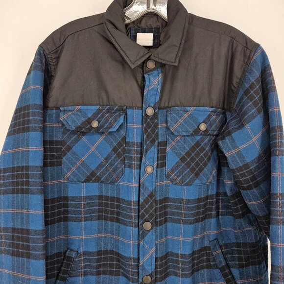 Dickies Jacket Shacket Men Large Blue Plaid Quilt Lined Workwear Flannel Button - Picture 2 of 12